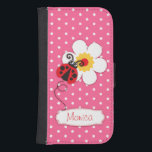 Coque Avec Portefeuille Pour Galaxy S4 Caisse rouge-rose d'aileron de demoiselles de<br><div class="desc">La coccinelle/coccinelle rouges originales mignonnes sur une polka de rose fleurit la caisse de téléphone portable d'enfants. Lit Monica ou vous pouvez personnaliser avec votre propre nom. Exclusivement conçu par Sarah Trett.</div>