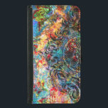 Coque Avec Portefeuille Pour Galaxy S5 Coloré Rustique Vintage Floral Collage<br><div class="desc">Coloré rustique et cool,  collage floral vintage avec accent ornemental tourbillon noir.</div>