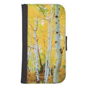 Coque Avec Portefeuille Pour Galaxy S4 Couleurs automnales des arbres d'Aspen 1