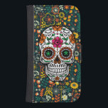 Coque Avec Portefeuille Pour Galaxy S4 Crâne à sucre coloré rétro Floral<br><div class="desc">Crâne à sucre floral rétro coloré.</div>
