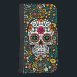 Coque Avec Portefeuille Pour Galaxy S4 Crâne à sucre coloré rétro Floral<br><div class="desc">Crâne à sucre floral rétro coloré.</div>