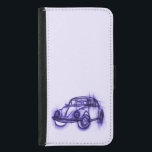 Coque Avec Portefeuille Pour Galaxy S5 Croquis de voiture mignonne en violet<br><div class="desc">Dessin d'une voiture aux tons violets. On dirait un concepteur de rendu précoce d'un prototype.</div>