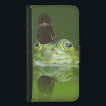 Coque Avec Portefeuille Pour Galaxy S5 Cute frog<br><div class="desc">A cute green frog sitting on his lily pad in a pond,  with face poking out above the surface of the water. A curious butterfly sits on his nose. These cute critters look like they could be best friends</div>