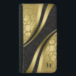 Coque Avec Portefeuille Pour Galaxy S5 Design géométrique moderne Damas noir & or<br><div class="desc">Elégant or et noir vintage floral damassé géométrique design moderne. monogramme personnalisable.</div>