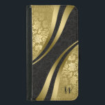 Coque Avec Portefeuille Pour Galaxy S5 Design géométrique moderne Damas noir & or<br><div class="desc">Elégant or et noir vintage floral damassé géométrique design moderne. monogramme personnalisable.</div>