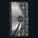 Coque Avec Portefeuille Pour Galaxy S5 Elégant noir & argent Floral Damask<br><div class="desc">Les tons noirs et argentés brillent métallique floral damask. monogramme personnalisé et optionnel. Plusieurs variantes sur ce design, avec différentes positions des éléments. Pas de parties scintillant réelle ou de finition métallique, mais l'effet d'image numérique. Si vous avez besoin d'aide pour customiser, changer de couleur ou autre chose à l'un...</div>
