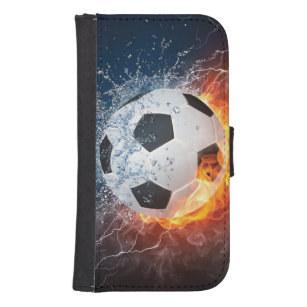 Coque Avec Portefeuille Pour Galaxy S4 Flamme Football/Balle de Football Jeu d'oreiller