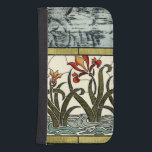 Coque Avec Portefeuille Pour Galaxy S4 Fleurs en verre tendu avec bordure en tan<br><div class="desc">Joli tableau en vitrail,  il présente des fleurs poussant dans de l'eau stylisée au fond et un abstrait de feuilles au sommet. Un magnifique achat qui ferait un cadeau extraordinaire!</div>