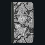 Coque Avec Portefeuille Pour Galaxy S5 Floral noir et blanc Vintage Motif Paisley<br><div class="desc">Motif paisley vintage floral noir et blanc.</div>