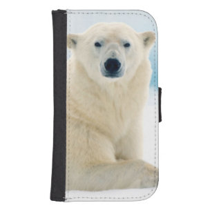 Coque Avec Portefeuille Pour Galaxy S4 Grand verrat adulte d'ours blanc sur la glace