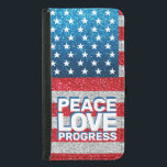 Coque Avec Portefeuille Pour Galaxy S5 Hands off Peace Love Progress America Parties scin<br><div class="desc">Paix, amour, progrès ! Manifestation pacifique avec ce drapeau américain rouge, blanc et bleu avec fausse parties scintillant FX. Ce cas de téléphone symbolise la lutte en cours pour les droits civils et la dignité humaine. Les manifestations anti-Trump ont allumé un feu de résistance collective à travers les États-Unis. Ce...</div>