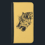 Coque Avec Portefeuille Pour Galaxy S5 Illustration d'un léopard tiré à la main noir et j<br><div class="desc">Un dessin réaliste de léopard noir et jaune. Cool regardant des taches noires avec sa bouche ouverte et rugissante,  montrant ses dents pointues. Féroce et beau.</div>