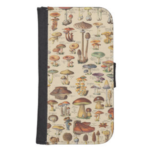 Coque Avec Portefeuille Pour Galaxy S4 Illustration vintage des champignons
