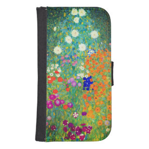 Coque Avec Portefeuille Pour Galaxy S4 Jardin aux fleurs Gustav Klimt