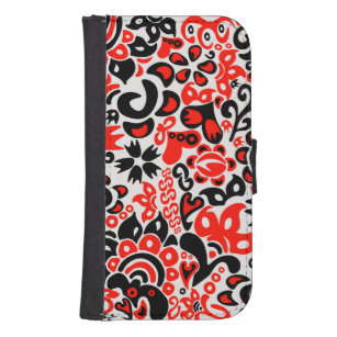 Coque Avec Portefeuille Pour Galaxy S4 L'art populaire ukrainien motif floral abstact 