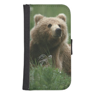 Coque Avec Portefeuille Pour Galaxy S4 Les Etats-Unis, Alaska, ours bruns de sous-adulte