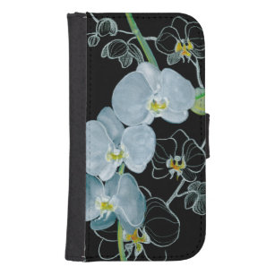 Coque Avec Portefeuille Pour Galaxy S4 Motif d'orchidées blanches d'aquarelle