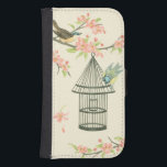 Coque Avec Portefeuille Pour Galaxy S4 Petits oiseaux perchés sur une branche et sur une<br><div class="desc">Nancy Slocum's a peint de nombreux oiseaux au cours des années. Cette image représente deux petits oiseaux bleus et jaunes perchés sur une branche entourés de fleurs roses et qui ont l'air curieux d'une cage d'oiseaux. Obtenez cette oeuvre d'art ornithologique cool sur votre produit Zazzle dès aujourd'hui.</div>