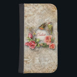 Coque Avec Portefeuille Pour Galaxy S4 Rose Damas Vintage personnalisé<br><div class="desc">Un design romantique d'inspiration vintage avec un espace de personnalisation entouré de fleurs ornées, d'oiseaux et de luxuriants sprays de roses sur un arrière - plan damassé en détresse. Note : Sculpté, gravé, gaufré et les effets dimensionnels, l'aspect stratifié, vieilli ou érodé, les textures et les ombres réalisées numériquement. Le...</div>