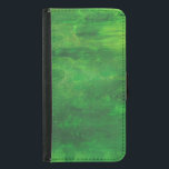Coque Avec Portefeuille Pour Galaxy S5 Tableau Abstrait vert aléatoire<br><div class="desc">Une peinture acrylique abstraite dans des teintes variées de vert.</div>