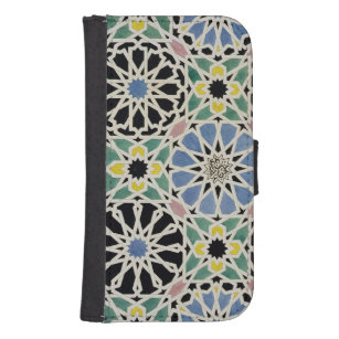 Coque Avec Portefeuille Pour Galaxy S4 Trottoir de mosaïque à Alhambra, 'de l'Arabe