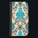 Coque Avec Portefeuille Pour Galaxy S4 Turquoise florale de prune de motifs de damassé<br><div class="desc">Les motifs floraux de turquoise,  de prune,  verts et pourpres se réunissent sur un arrière - plan blanc pour apporter cette copie de damassé de juin Bruyère Vess à la vie. Travaux comme cadeau pour vous-même,  un ami,  ou un membre de la famille.</div>