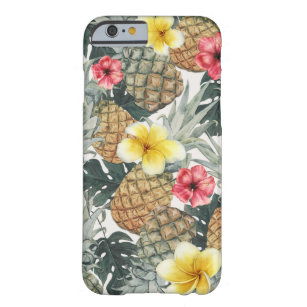 Coque Barely There iPhone 6 Ananas Tropical Floral & Île Exotique Feuille