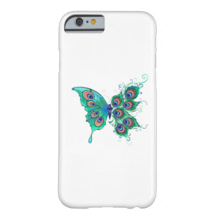Coque Barely There iPhone 6 Papillon aux plumes de paon vert