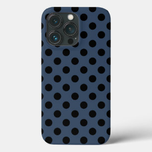 iPhone 13 Pro Case Pois noirs sur gris-bleu