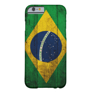 Coque Barely There iPhone 6 Vieux drapeau en bois du Brésil