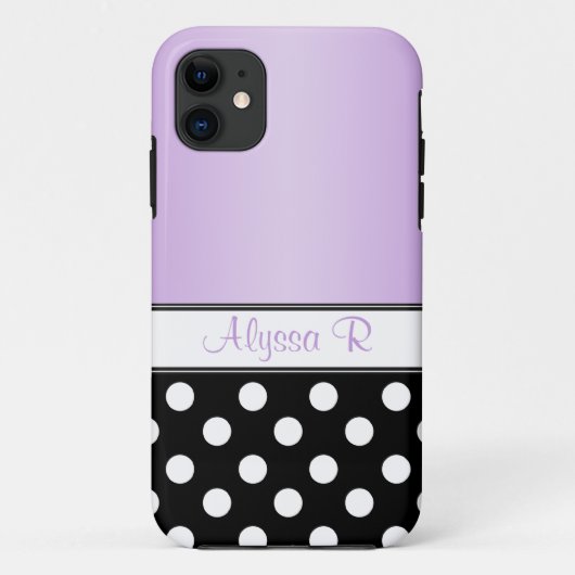 Coque Black Polka Dot Purple iPhone 5 (Dos)