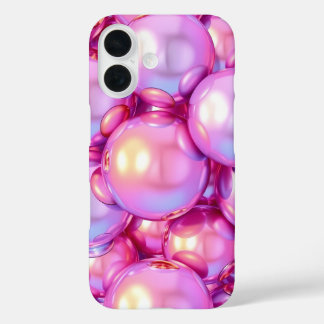 Coque brillante iridescente rose iPhone 16 Bubble 