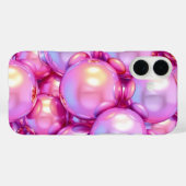 Coque brillante iridescente rose iPhone 16 Bubble  (Verso (horizontal))