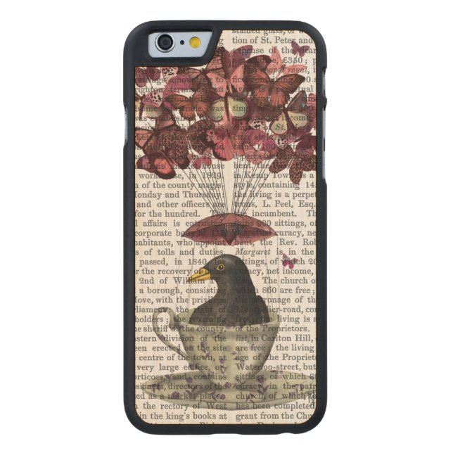 Coque Carved En Bois Pour iPhone Blackbird Dans Teup (Dos)