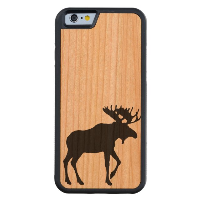 Coque Carved En Bois Pour iPhone Cas de téléphone d'orignaux (Dos)