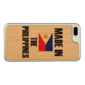 Coque Carved En Bois Pour iPhone Fait dans le drapeau de Philippines (Dos (Horizontal))