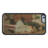 Coque Carved En Bois Pour iPhone Femme d'Edgar Degas | avec deux petites filles (Devant (horizontal))