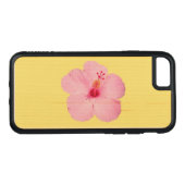 Coque Carved En Bois Pour iPhone Hibiscus rose Fleur tropicale (Dos (Horizontal))