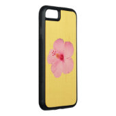 Coque Carved En Bois Pour iPhone Hibiscus rose Fleur tropicale (Droite)