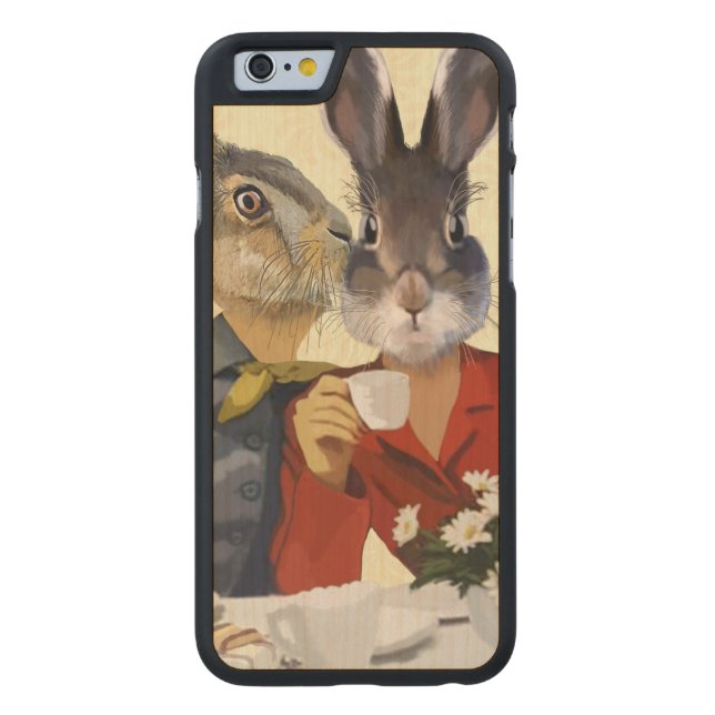 Coque Carved En Bois Pour iPhone Mesdames Gossiping 2 (Dos)