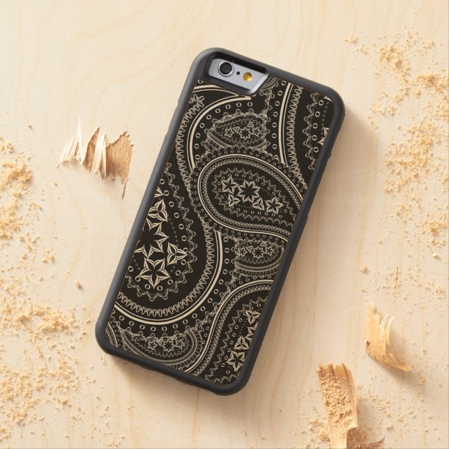 Coque Carved En Bois Pour iPhone Motif de Paisley (In Situ)
