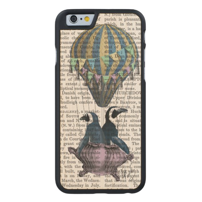 Coque Carved En Bois Pour iPhone Pingouins volants (Dos)