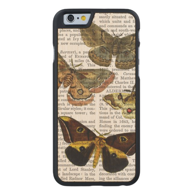 Coque Carved En Bois Pour iPhone Plaque de papillon 4 (Dos)