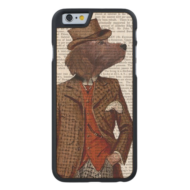 Coque Carved En Bois Pour iPhone Portrait de Rider Red Setter (Dos)