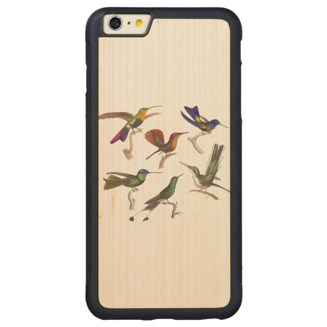 Coque Carved En Bois Pour iPhone Six colibris (Dos)