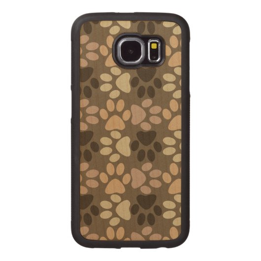 Coque Carved En Bois Pour Samsung Galaxy S6 Conception Empreinte de patte (Dos)