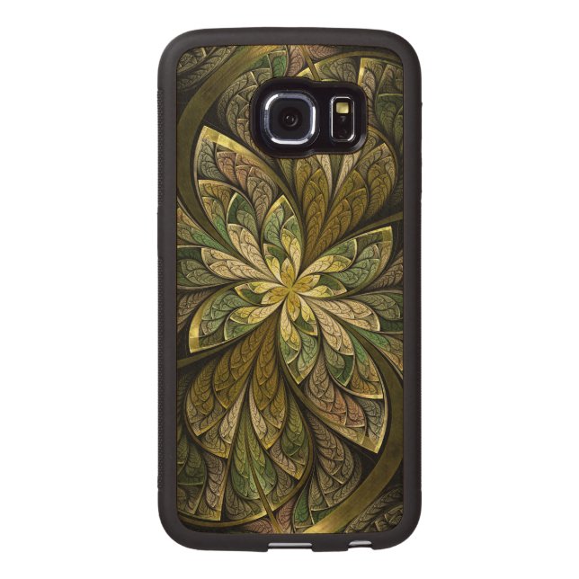 Coque Carved En Bois Pour Samsung Galaxy S6 Edge La Chanteuse Vert (Dos)