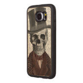 Coque Carved En Bois Pour Samsung Galaxy S6 Skeleton Gentleman et chapeau supérieur (Gauche)