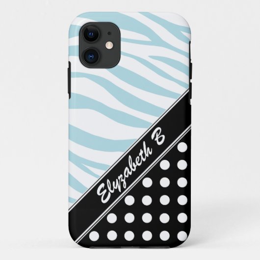 Coque Case-Mate Pour iPhone Black Polka Dot Blue Zebra Imprimer iPhone 5 Coque (Dos)