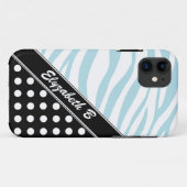Coque Case-Mate Pour iPhone Black Polka Dot Blue Zebra Imprimer iPhone 5 Coque (Dos (Horizontal))